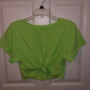Neon green BDG tied cropped t-shirt